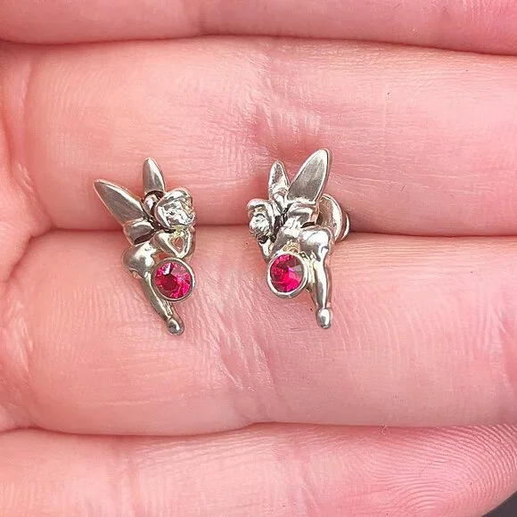 Vintage Disney Parks Tinkerbell July Birthstone Earrings - Picture 3 of 3